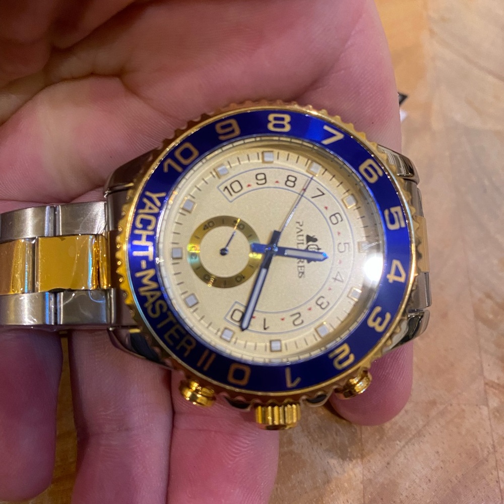 New Paulareis Automatic Mechanical Gold and Blue Yacht-Master Style Watch - Picture 3 of 4
